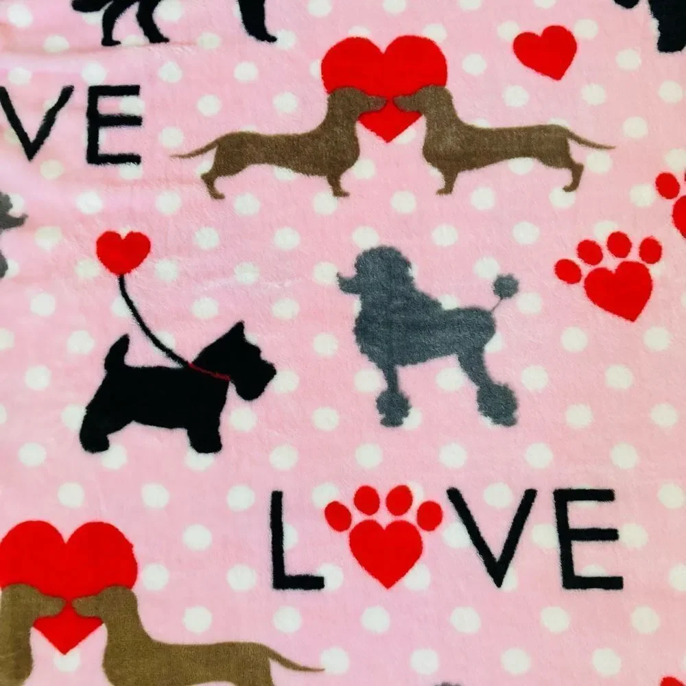 Plush “Love” Valentine Dogs Pet Throw Blanket